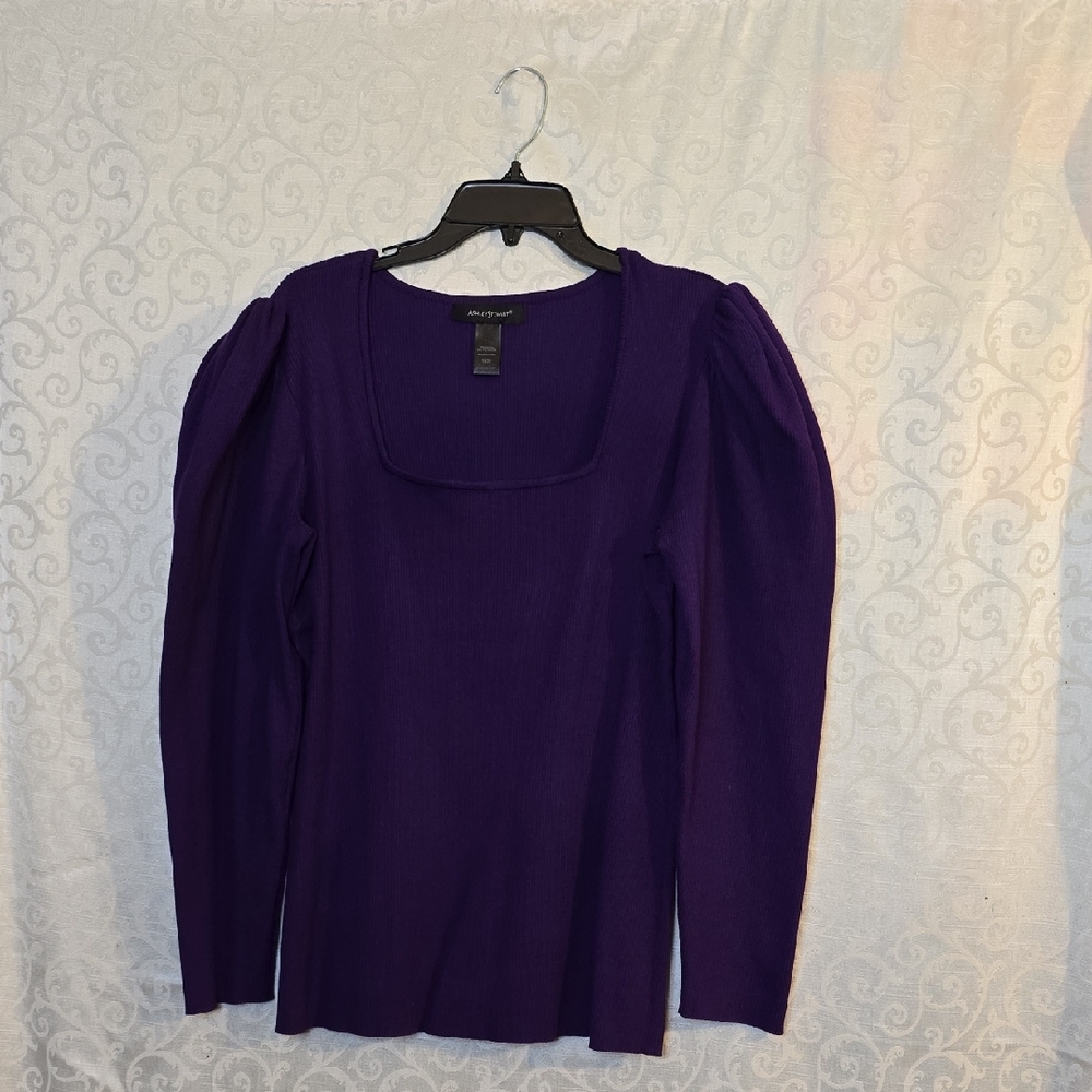 Ashley Stewart Deep Purple Square Neck Blouse/Sweater